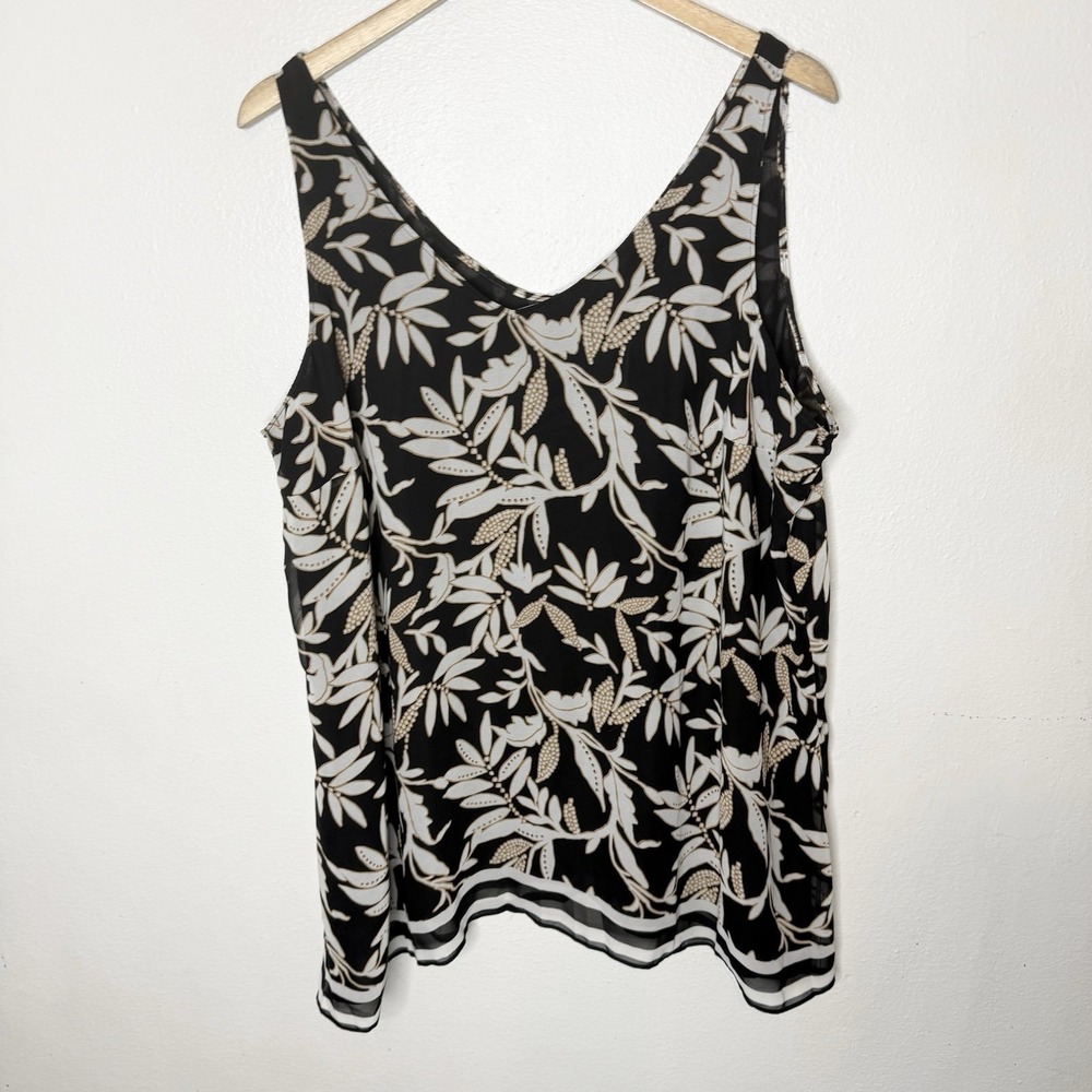 New Lane Bryant Black Cream Swing Sleeveless Tank Top Lined Spring Womens 18